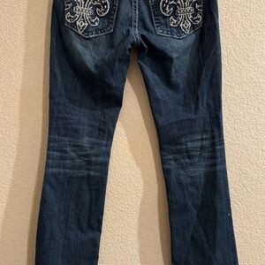 Vtg Miss Me Bootcut Embellished Y2K Flap Pockets Low Rise Jeans Womens Sz 29x31